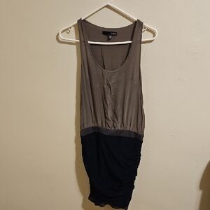 Plastic Island Taupe Navy Colorblock Sleeveless Dress Size Xs